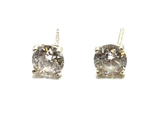 Vintage Sterling Silver Clear Stone Stud Earrings