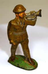 Antique Rubber Toy Soldier Playing Bugle