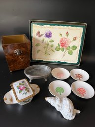 An Array Of Tabletop Items - Ormolu China Box, Jewelry Trays, And More!