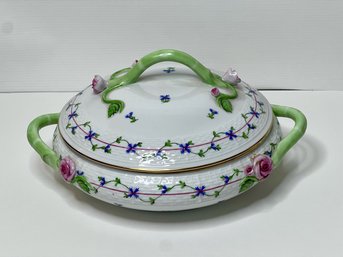 Herend Hungary Covered Casserole, Rose Decorated