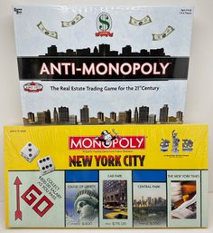 New Factory Sealed Monopoly New York Version & Anti-Monopoly Board Games