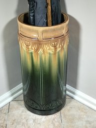 Fabulous Antique Majolica Umbrella Stand - Amazing Colors - Very Unique Piece - 21' Tall - Very Nice !