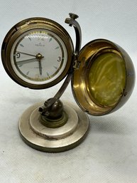 RARE Art Deco Era German Figural World Globe Desk Clock