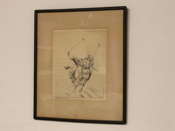 Framed Pencil Sketch Polo Print Signed