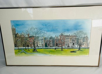 Framed Print Of Brownstones On A Square, Signed, Numbered