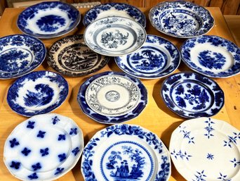 An Assortment Of Antique Transfer Ware, Mostly British