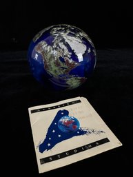 Lundberg Studios Art Glass Paperweight Earth World Globe