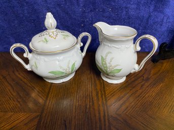 Treasure Chest China Lily Of The Valley Cream And Sugar Set