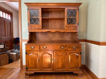 Vintage Early American Buffet With Hutch Top By Ethan Allen In Solid Maple