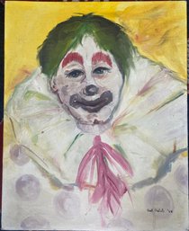 Painting On Board Of Clown Signed Gail Natali