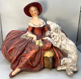 Woman With Dog Decor Sculpture