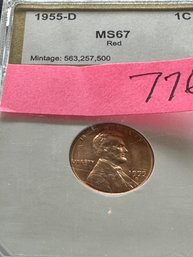 Lincoln Reverse Wheat  (1909-1958)  1955 D 1C MS67 Red