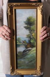 Oil Landscape In Gilt Wood Frame