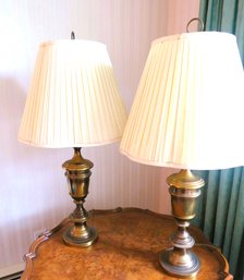 Pair Of Brass Urn Style Table Lamps