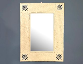 A Coastal Style Reclaimed Art Metal Mirror With Latticework Details