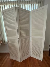 White Shutter Three Panel Painted Room Divider - 54'L X 67'H