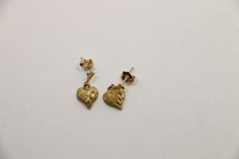 14k Yellow Gold Heart Earrings