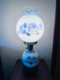 Cottage Core Frosted Glass Floral Table Lamp