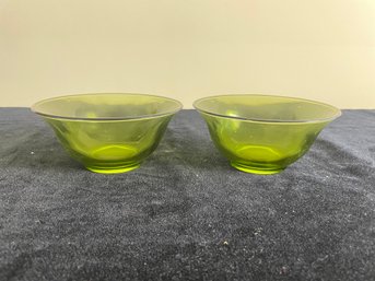 Pair Of Green Glass Bowls