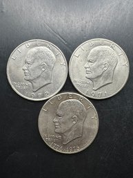 3 Eisenhower Dollars 1971, 1972, 1976