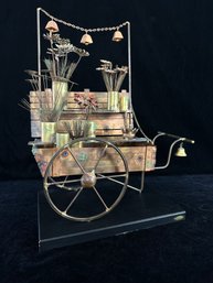 Curtis Jere Flower Cart Copper/Brass Sculpture Circa 1970s