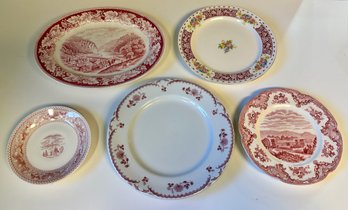 Pink & White China Lot - Homer Laughlin, Shenango, Johnson Bros. (5)