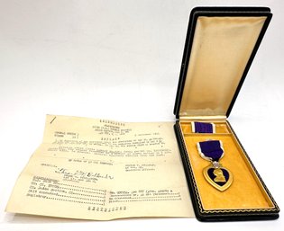 World War II Purple Heart Medal With Original Paperwork & Case