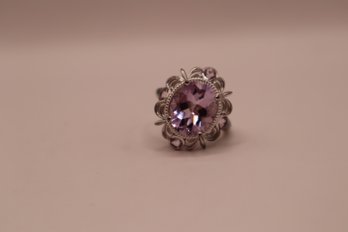 925 Sterling With Purple And Clear Stones Ring Size 6