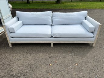 Handmade In USA Kravet Furniture  Sofa Upholstered In Light Gray Fabric