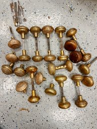 A Collection Of  Antique Brass Doorknobs - Over 20