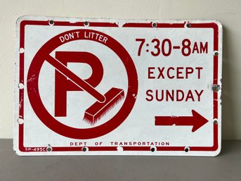 No Parking Street Sweeping Sign