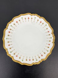 Blakeman & Henderson Limoges, France Plate Gold Trim Hand Painted Floral Design 12in No Chips