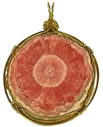 Vintage 1960s What Looks Like A Pink Grapefruit Geode Stone *badly Cracked*