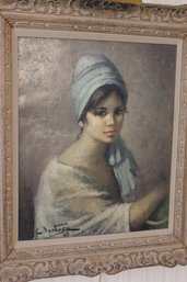 Portrait Of A Lady By Ventoga Oil On Canvas 32x28