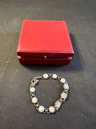 Sterling Silver Bracelet With Pearls .46 Toz