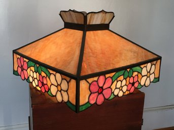 Very Nice Vintage Stained Glass / Slag Glass Lamp Shade - Could Be For Hanging - Floor Lamp - Large Table Lamp