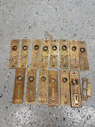 A Collection Of Antique Detailed Brass Escutcheons