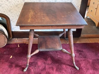Antique Wood Table With Iron Feet