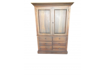 Large Wood Clothing Armoire Wirh Drawers And Shelves
