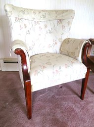 Floral Parlor Chair With Brass Nail Heads