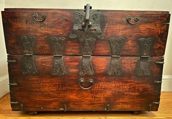 Antique Korean Solid Wood Chest Purchased For $2,500 In London, With Original Receipt