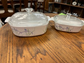 2 Pc. Corningware Casseroles - Iris Pattern