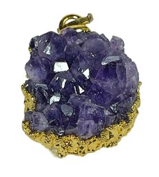 Contemporary Amethyst Geode Pendant Set In Gold Gilt Setting