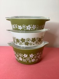 Vintage Pyrex Spring Blossom Casserole Set