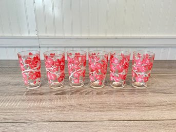 Set Of 6 Vintage Pink Glasses