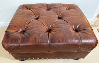 Ralph Lauren Home Leather Chesterfield Footstool Ottoman, Purchased At Ralph Lauren NYC, Retailed For  $3,872