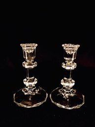 Gorgeous Cubist Crystal Candlestick Holders