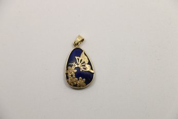 14k Yellow Gold Lapis Butterfly Pendant