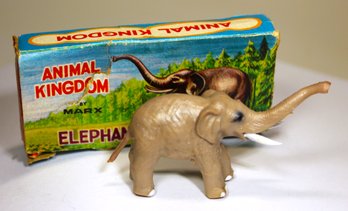 Marx Plastic Toy Figure Of An Elephant Animal Kingdom W Original Box