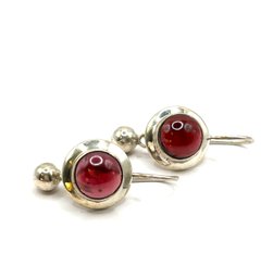 Vintage Sterling Silver Glowing Burgundy Earrings